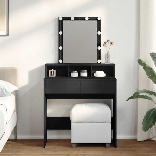 Dressing table with LED, black, 80x41x144.5cm