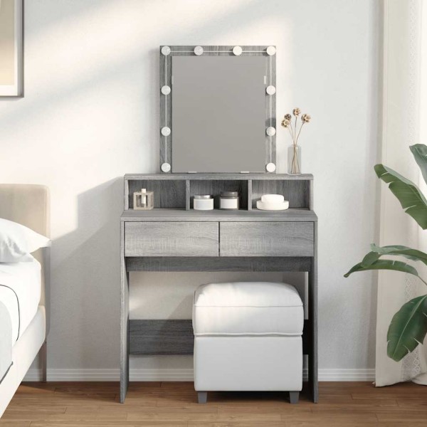 Dressing table with LED, gray oak, 80x41x144.5cm