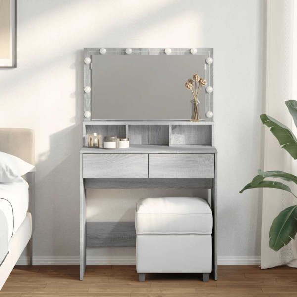 Dressing table with LED, gray oak, 80x41x134.5cm