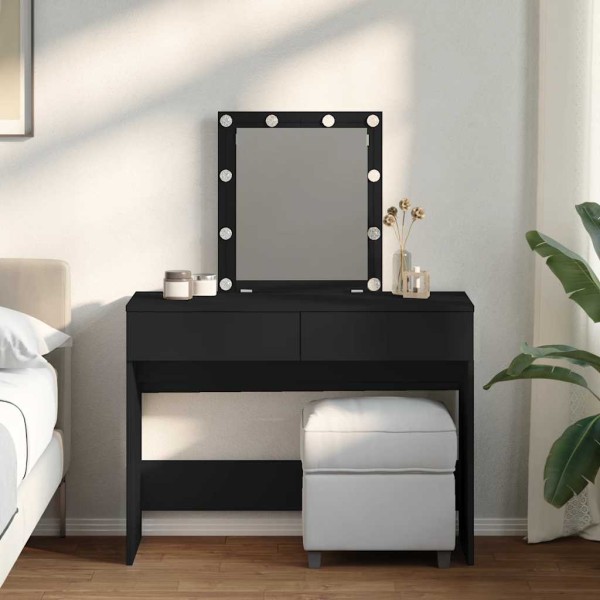 Dressing table with LED, black, 100x40x130cm