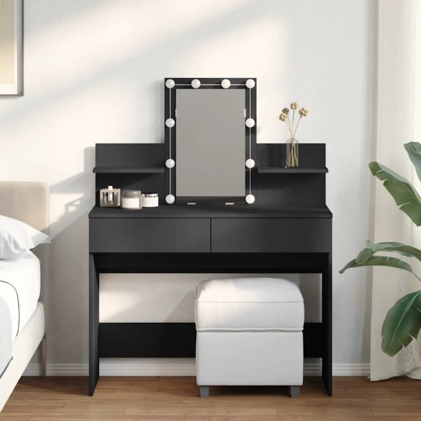 Dressing table with LED, black, 100x40x130cm