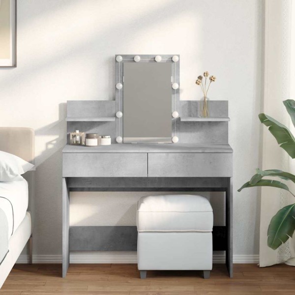 Dressing table with LED, concrete gray, 100x40x130cm