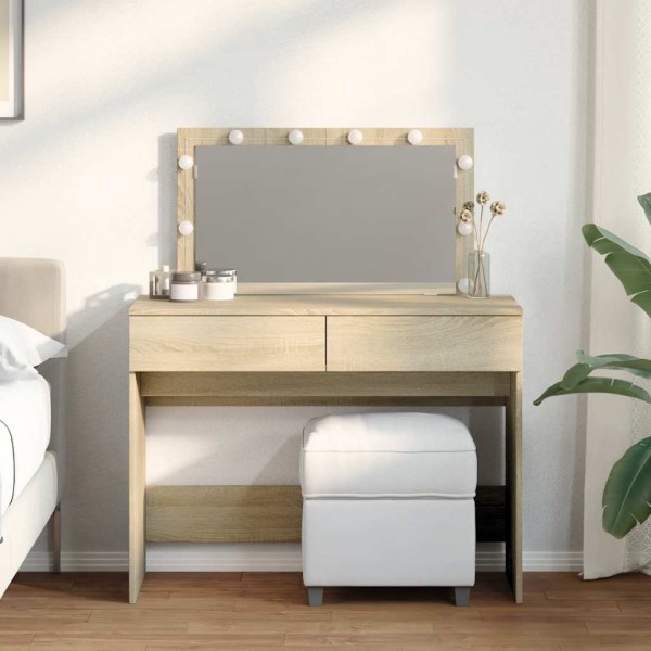 Vanity table with LED, sonoma oak, 100x40x120cm