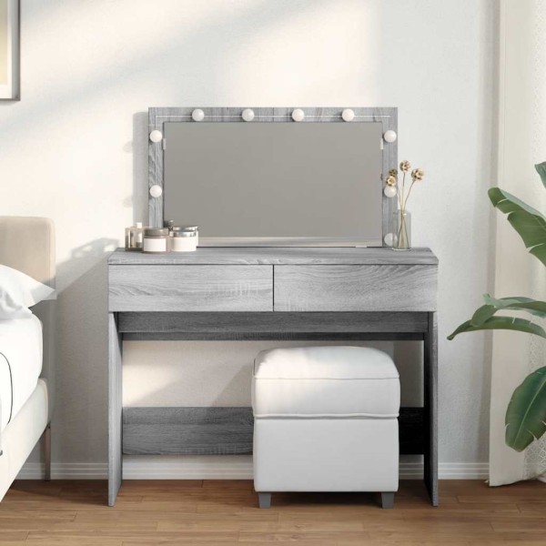 Dressing table with LED, gray oak, 100x40x120cm