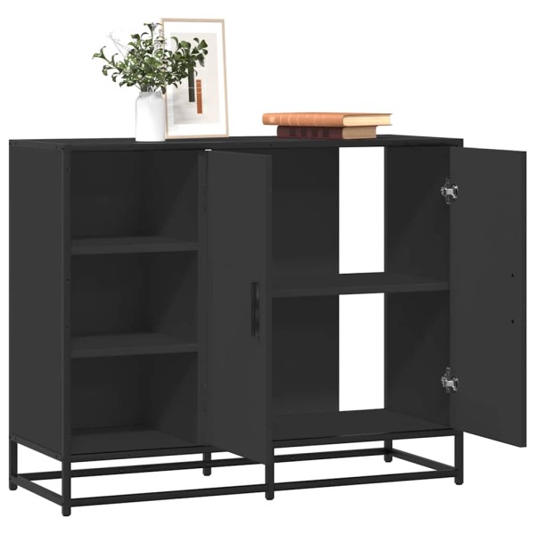 Side cabinet, black, 92x35x76cm, processed wood