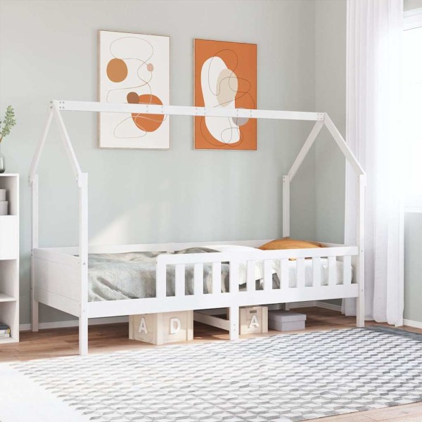 Children's bed frame, white, 90x200cm, solid pine