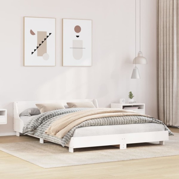 Bed frame without mattress, white, 140x200cm, solid pine