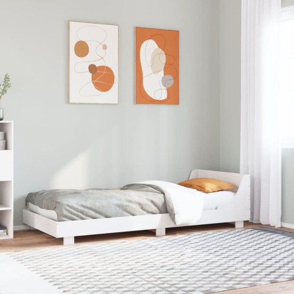 Bed frame with no mattress, white, 75x190cm, solid pine