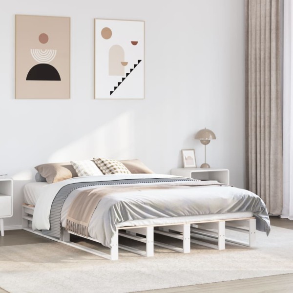 Bed frame without mattress, white, 135x190cm, solid pine