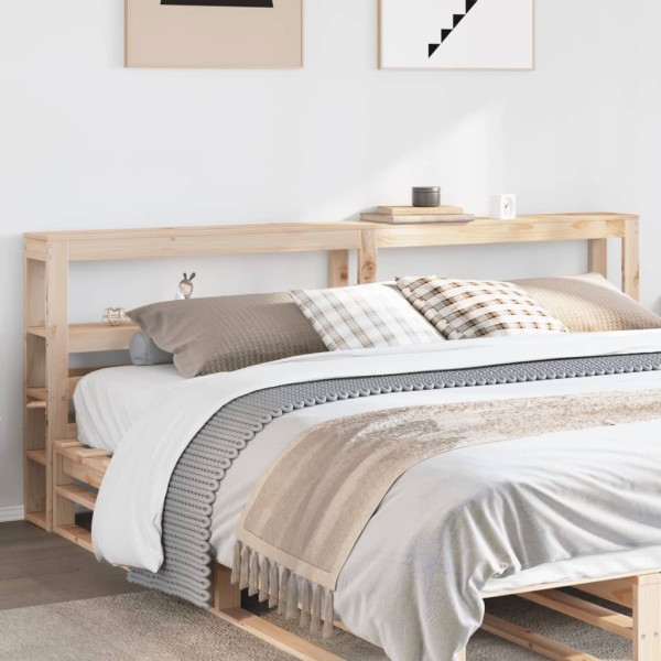 Headboard with shelves, 200 cm, solid pine wood
