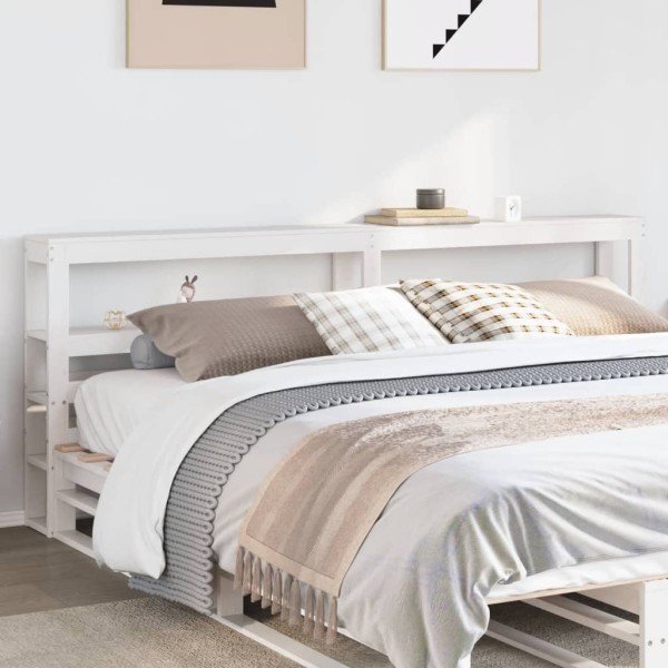 Headboard with shelves, white, 180cm, solid pine