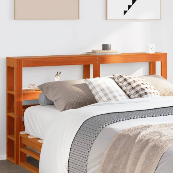 Headboard with shelves, brown, 160cm, solid pine wood