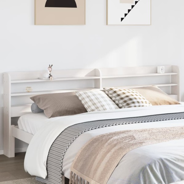 Headboard with shelves, white, 200cm, solid pine