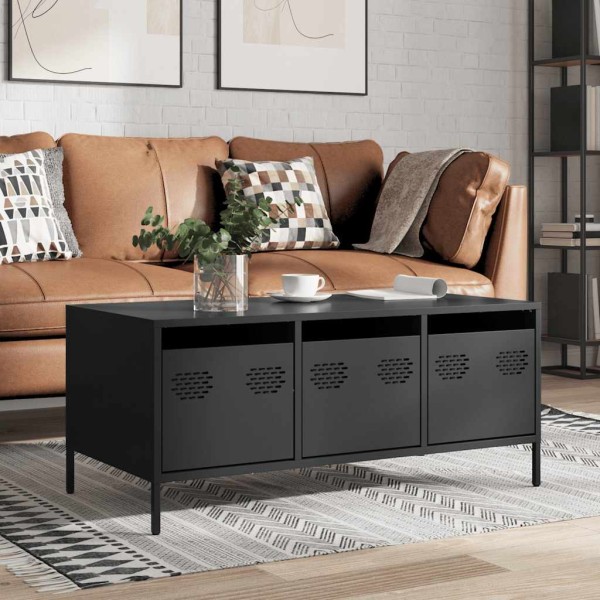 coffee table black 101.5x50x43.5cm cold rolled steel
