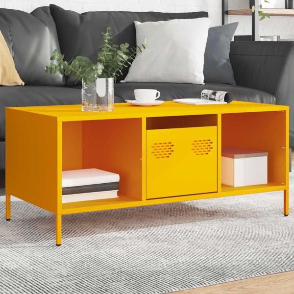 coffee table mustard yellow cold rolled steel