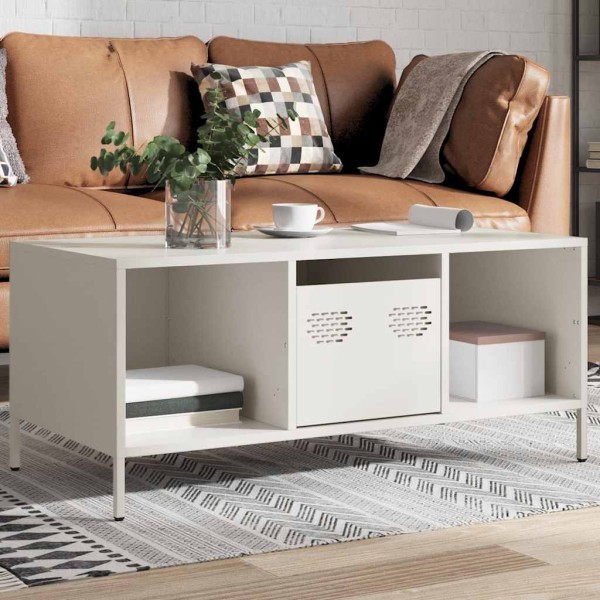 coffee table white 101.5x50x43.5cm cold rolled steel