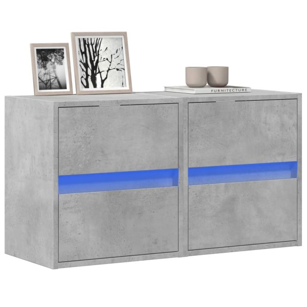 Wall-mounted TV cabinets with LED, 2 pcs., concrete gray, 41x31x45cm