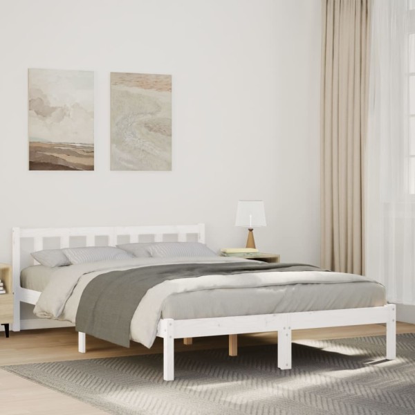 Bed frame without mattress, white, 160x220cm, pine, extra long