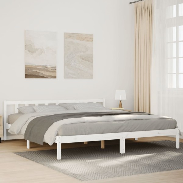Bed frame without mattress, white, 200x220cm, pine, extra long