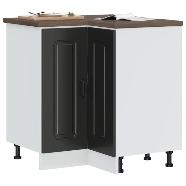 Kitchen corner cabinet, Kalmar, black, treated wood