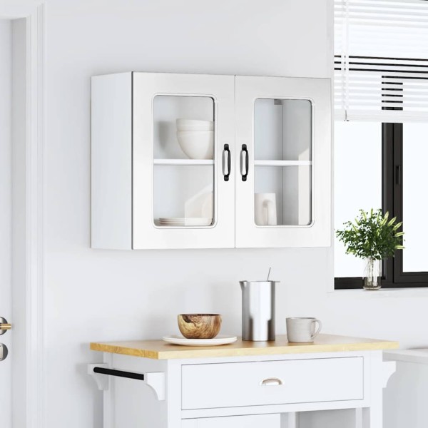 Kitchen wall cabinet with glass doors, Kalmar, white