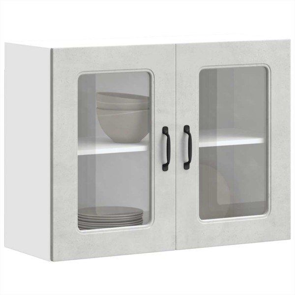 Kitchen cabinet with glass doors, Kalmar, concrete grey