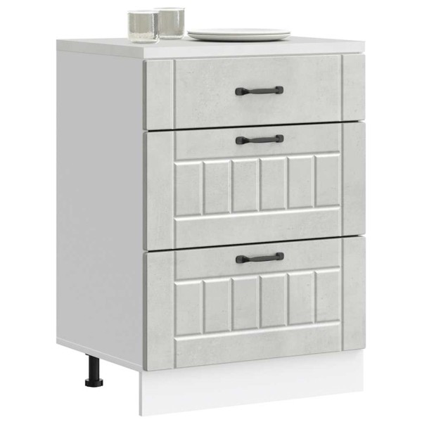 Kitchen cabinet, Lucca, concrete gray, treated wood