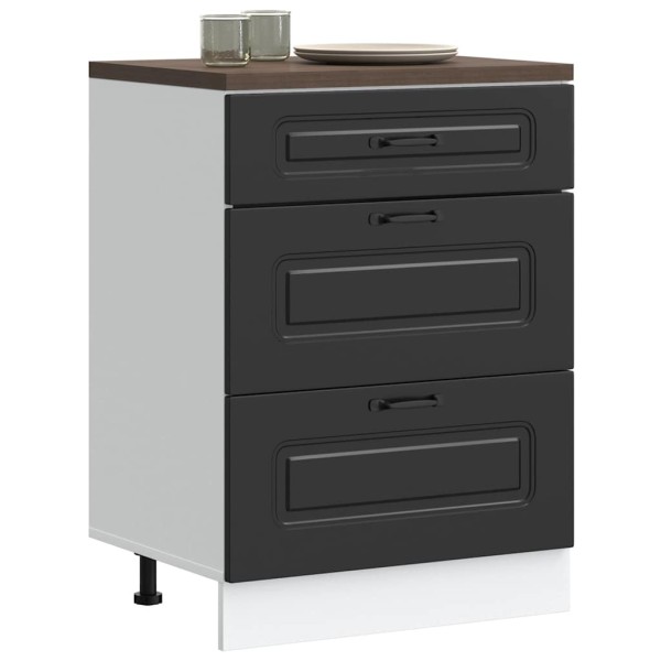 Kitchen cabinet, Kalmar, black, engineered wood