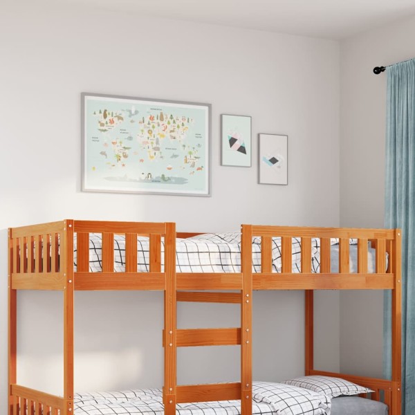 Children's bed without mattress, wax brown, 90x190cm, solid pine