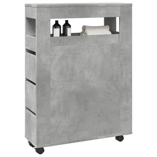 Bathroom cabinet with wheels, concrete, processed wood
