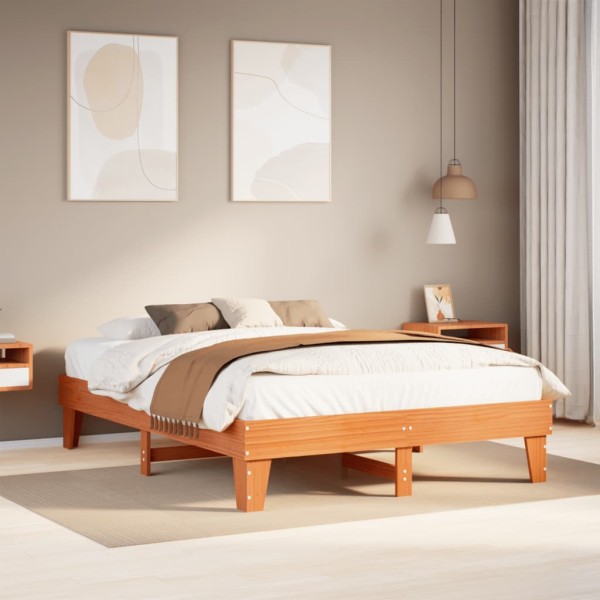 Bed frame without mattress, wax brown, 150x200cm, solid pine