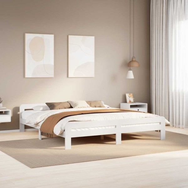 Bed frame without mattress, white, 180x200cm, solid pine