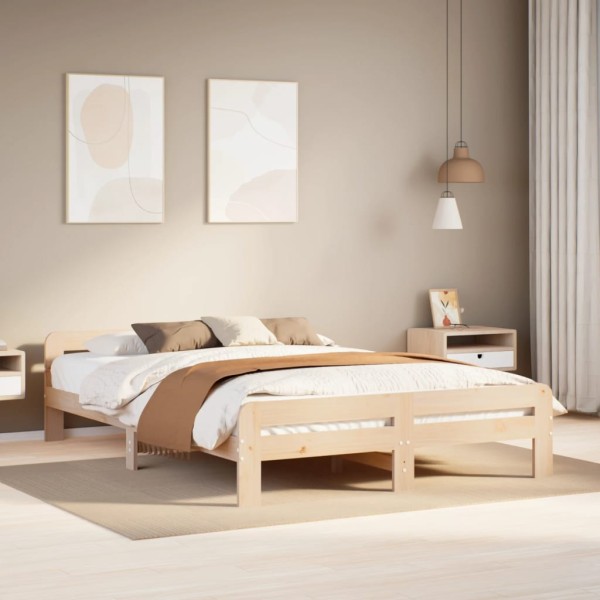 Bed frame without mattress, 150x200cm, solid pine wood