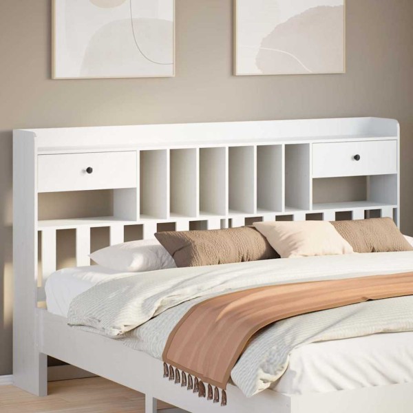 Headboard with storage space, white, 180cm, pine