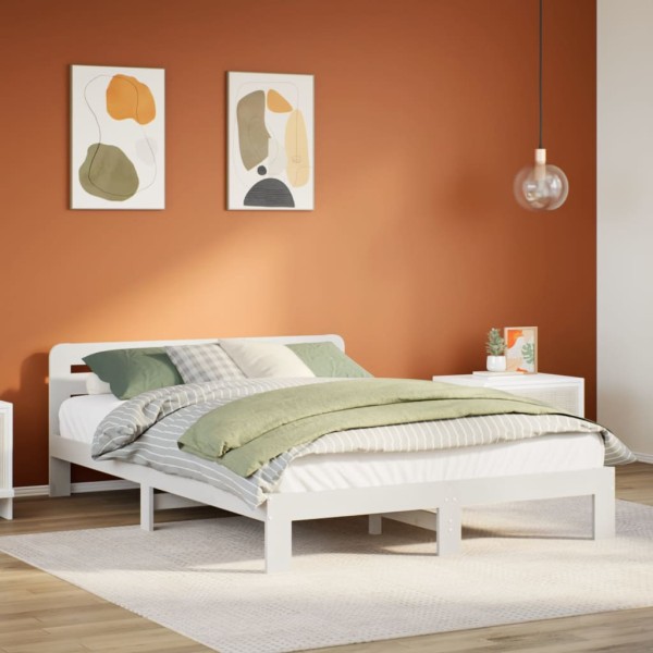 Bed frame without mattress, white, 160x200cm, solid pine