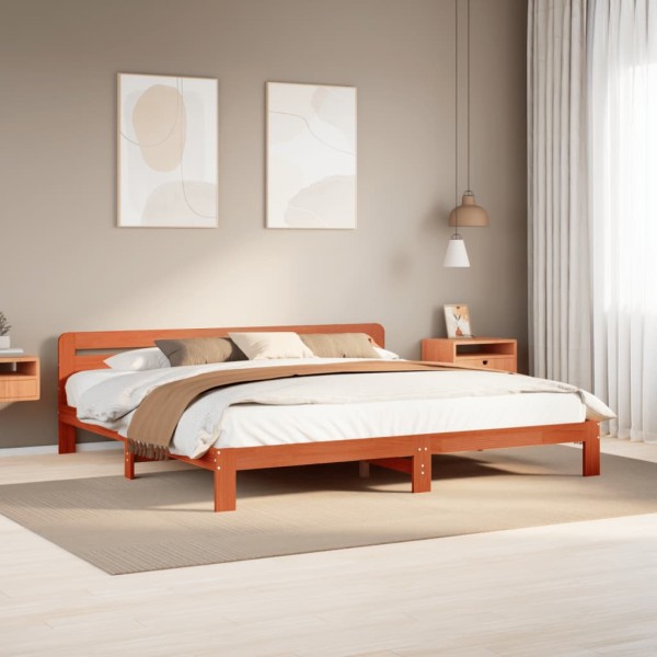 Bed frame without mattress, wax brown, 180x200cm, solid pine