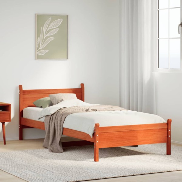 Bed frame without mattress, wax brown, 100x200cm, pine