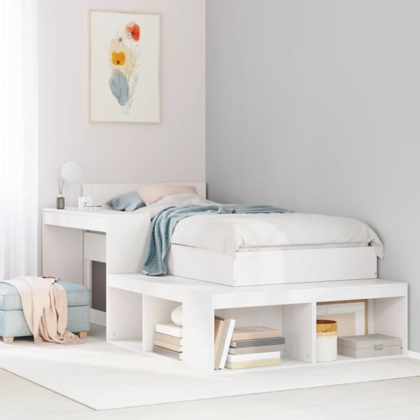 Nightstand with desk, white, 232x112x75cm, pine