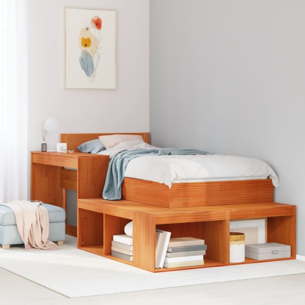 Nightstand with desk, wax, 232x112x75cm, pine