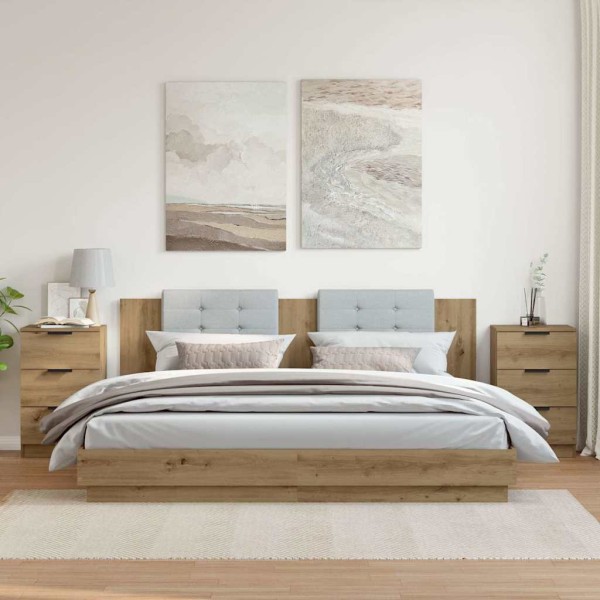 Bedside cabinets, 2 pcs., artisan oak, 40x36x65cm, wood