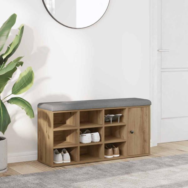 Shoe bench Artisan oak 102x32x50 cm engineered wood