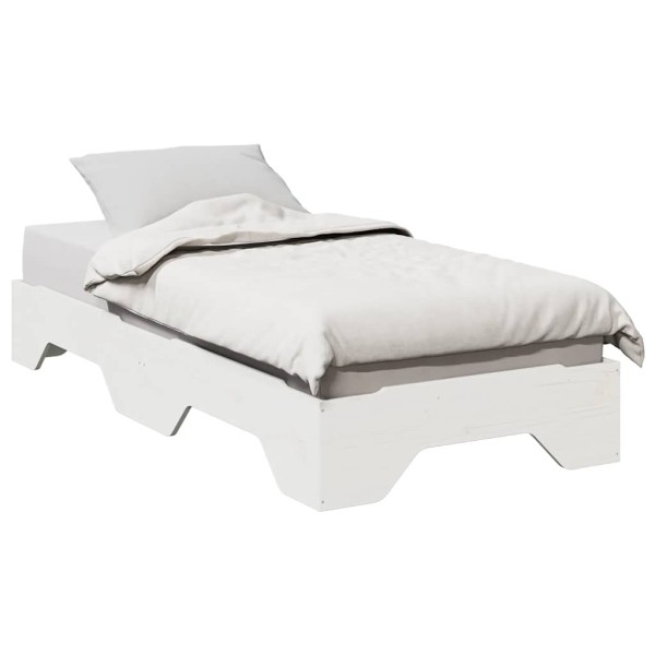 bed frame without mattress, stackable, white solid wood
