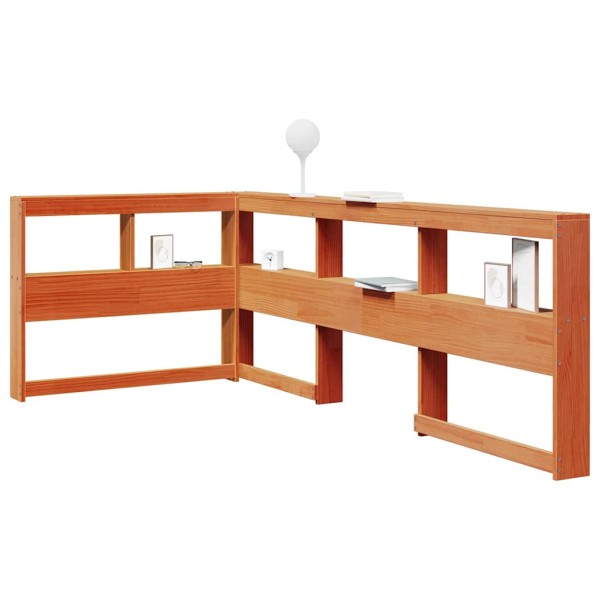 bookcase L-shaped wax brown 80 cm solid pine wood