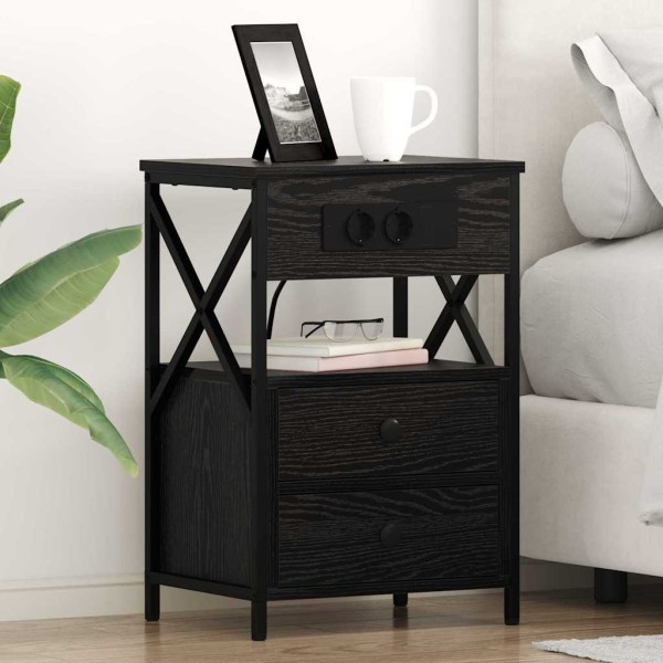 Bedside cabinet 2 pcs Black oak 40 x 31 x 60 cm