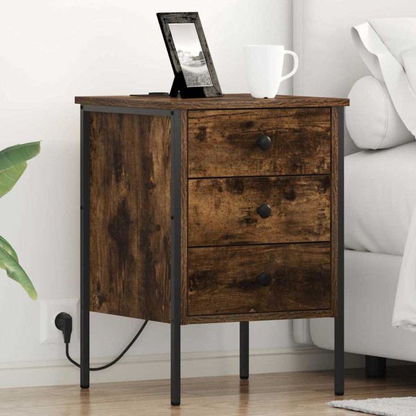 Bedside cabinet 2 pcs Smoked oak 42 x 41 x 61 cm