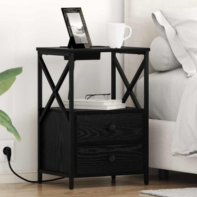 Bedside cabinet 2 pcs Black...