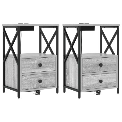 Bedside cabinet 2 pcs Gray...