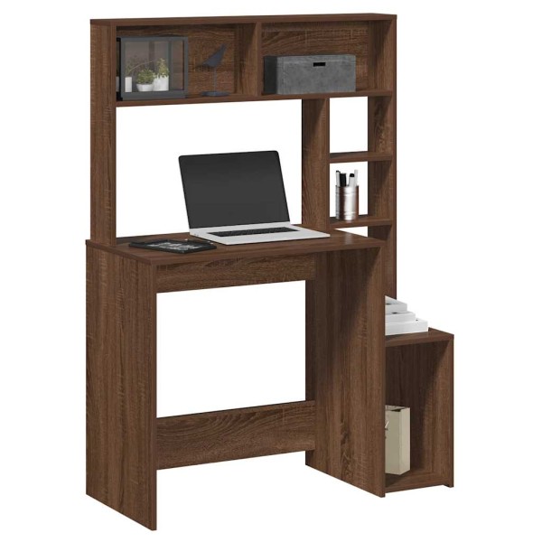 Desk with shelves, brown, 100x45x140cm, wood