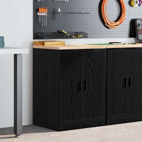 Garage wardrobe, black, 60x51x85 cm, solid pine wood