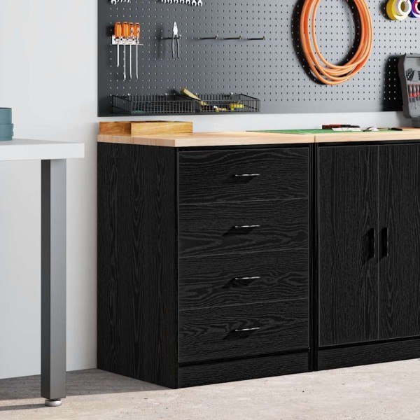 Garage wardrobe, black, 60x51x85 cm, solid pine wood